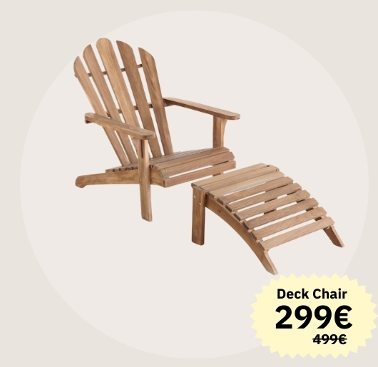 Silla Adirondack con reposapiés - Teca de nucleo